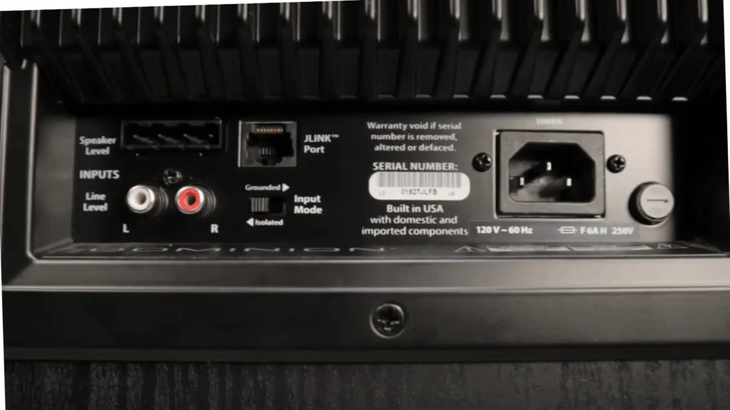 A Closer Look of input terminals of JL Audio Dominion d110 Subwoofer 