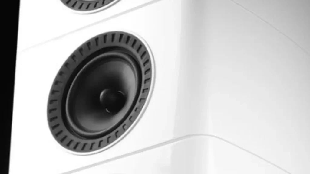 Close-up of the Wharfedale Elysian 2 midrange driver featuring a woven glass-fibre matrix cone and phase plug