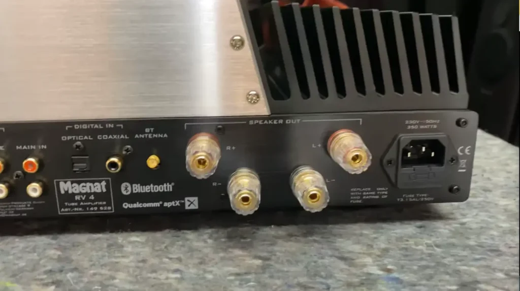 Magnat RV4 Review back panel Look with speaker terminlas and power terminal