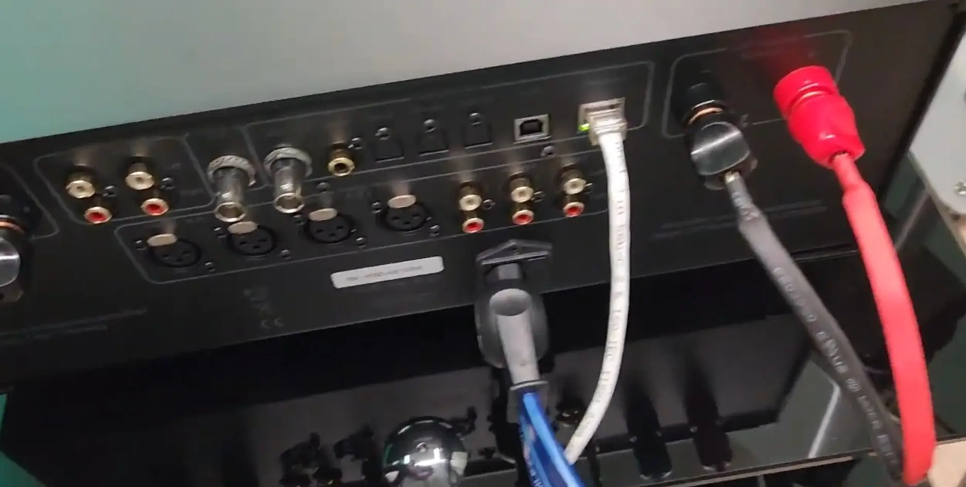 picture showing the wires connected to Hegel H590 back panel Terminals