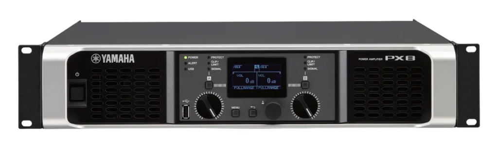 An example of a Power amplifier is the Yamaha PX8 Power Amplifier