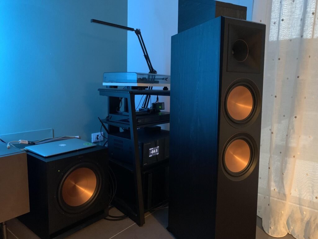 Simone audio setup speakers