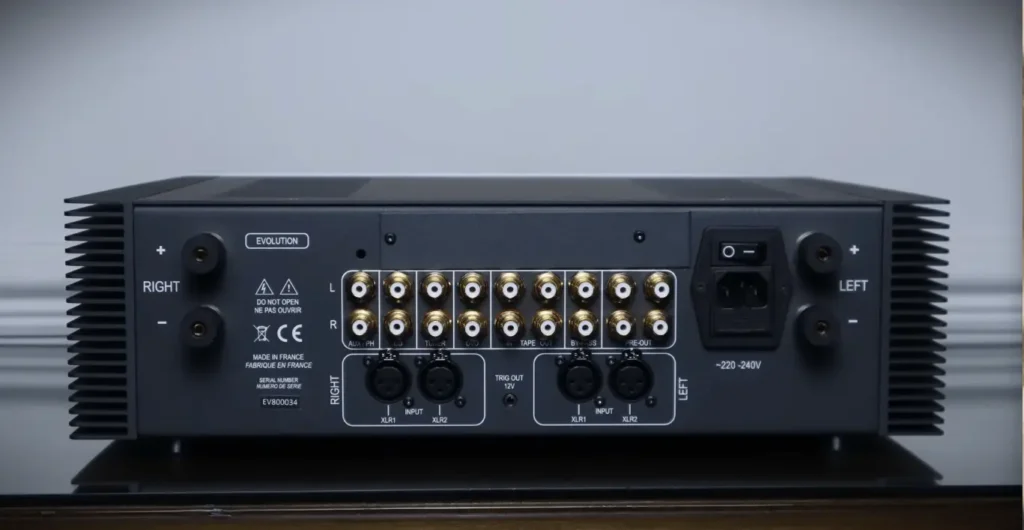 A Closer look of Atoll IN 400 SE back panel showing the terminals plugs