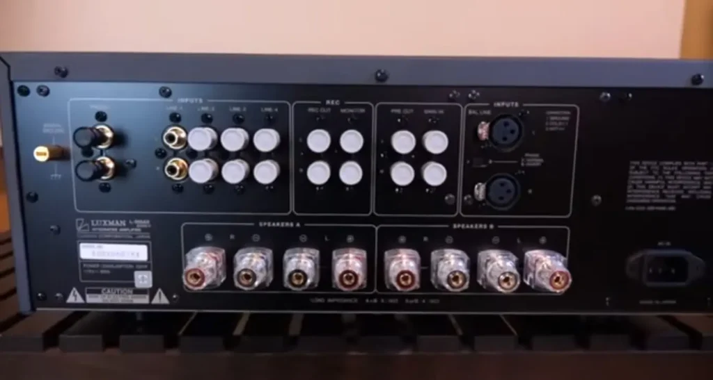 Luxman L550 AXII Integrated Amplifier back panel view