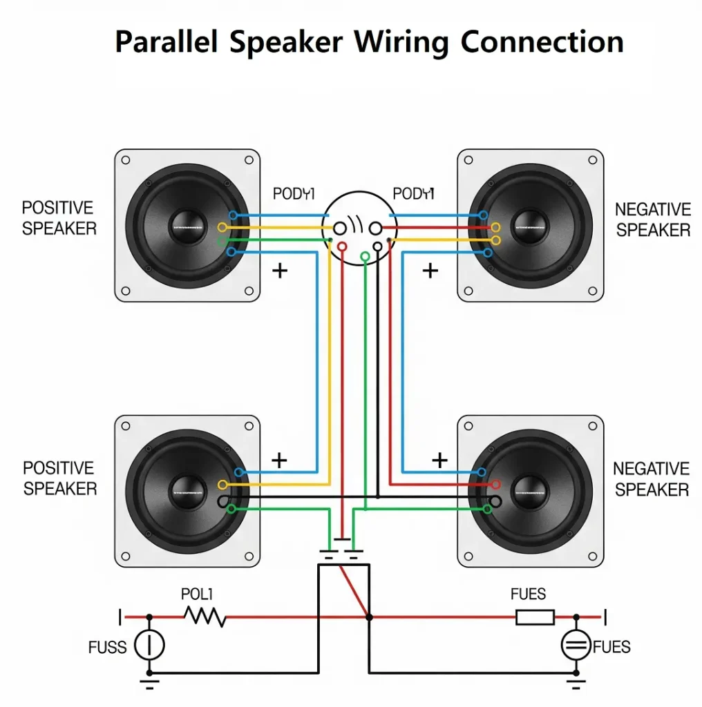 Parallel speaker wiring connection
