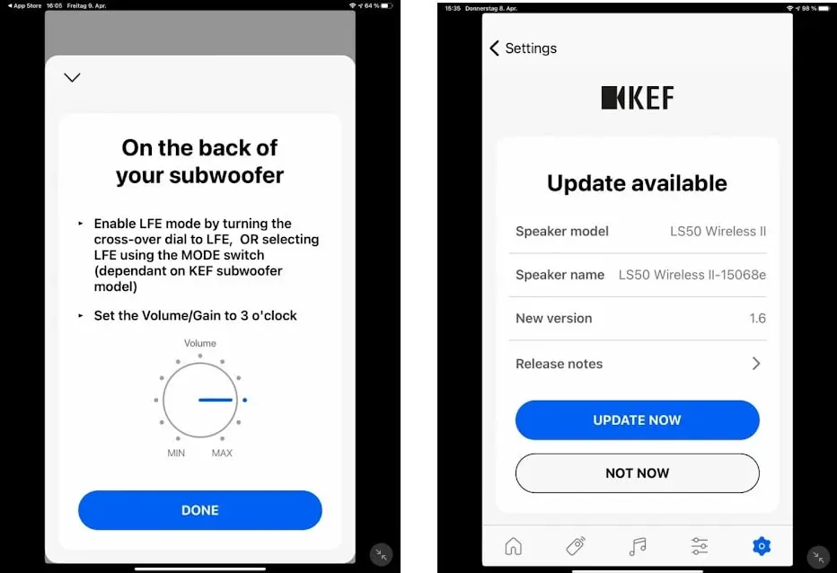 KEF-Connect app screenshots