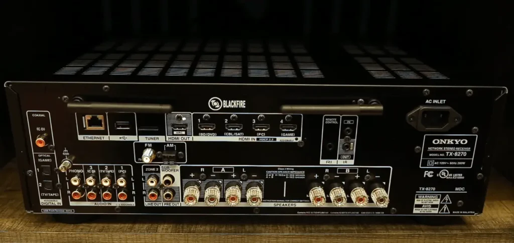 A Closer Look of back panel of Onkyo TX-8270 in Onkyo TX-8270 review