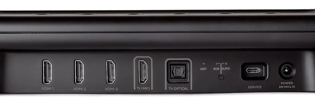 A Closer Look of back panel of terminals of Polk Audio MagniFi 2 in my review