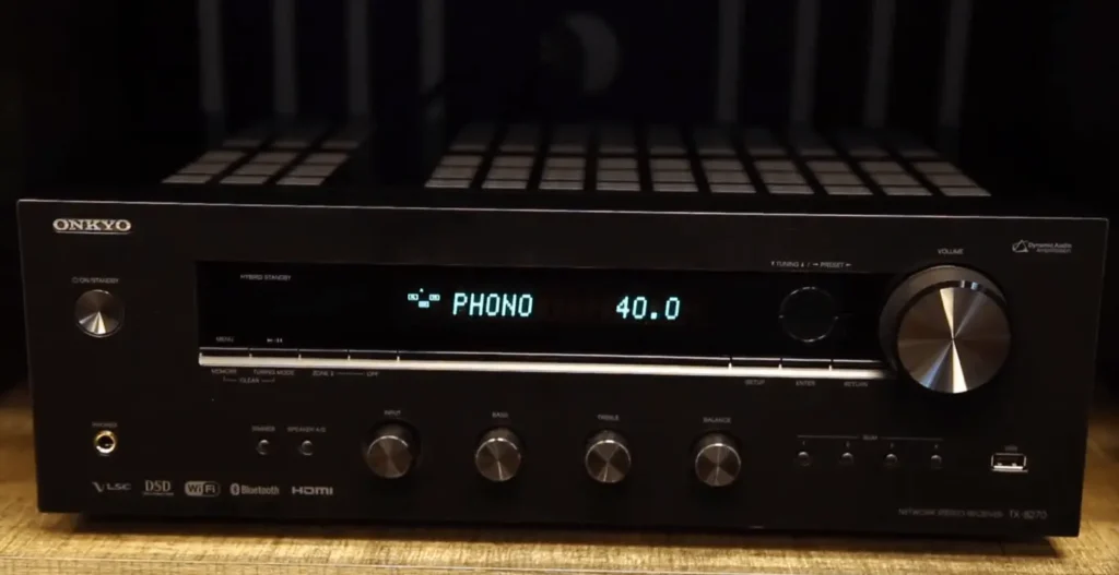 A Closer Look of front panel of Onkyo TX-8270 in Onkyo TX-8270 review
