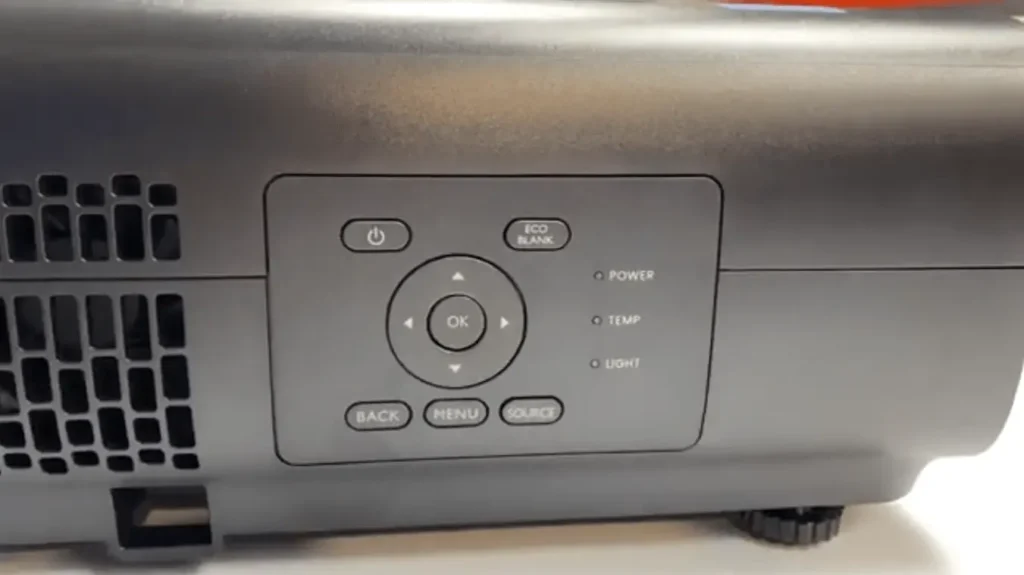 A look to the side panel of BenQ W4000i with adjustment buttons