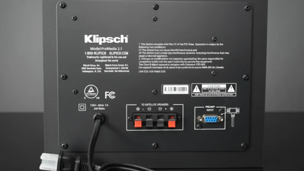 Klipsch ProMedia 2.1 Subwoofer Back Panel