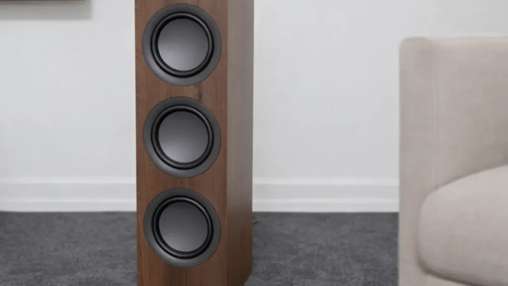 Close-up of KEF Q750 three bass driver
