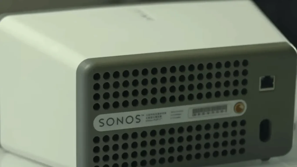 Rear view of the Sonos Play3 speaker showing perforated ventilation panel and Ethernet port