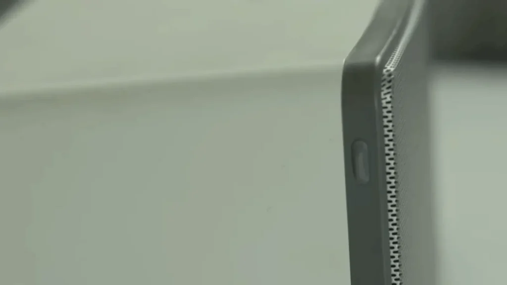 Side profile of the Sonos Play3 highlighting its curved enclosure and integrated control button