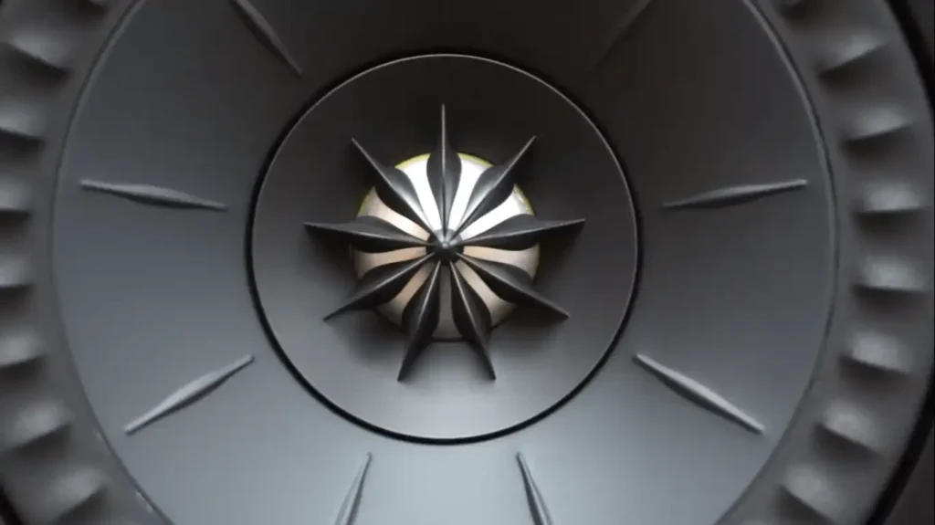 close-up of KEF Q150 Uni-Q driver array and tangerine waveguide