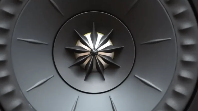 close-up of KEF Q150 Uni-Q driver array and tangerine waveguide