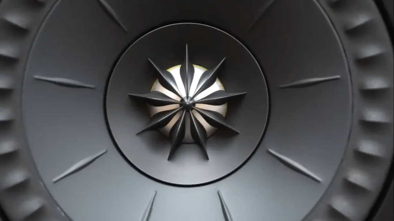 close-up of KEF Q150 Uni-Q driver array and tangerine waveguide