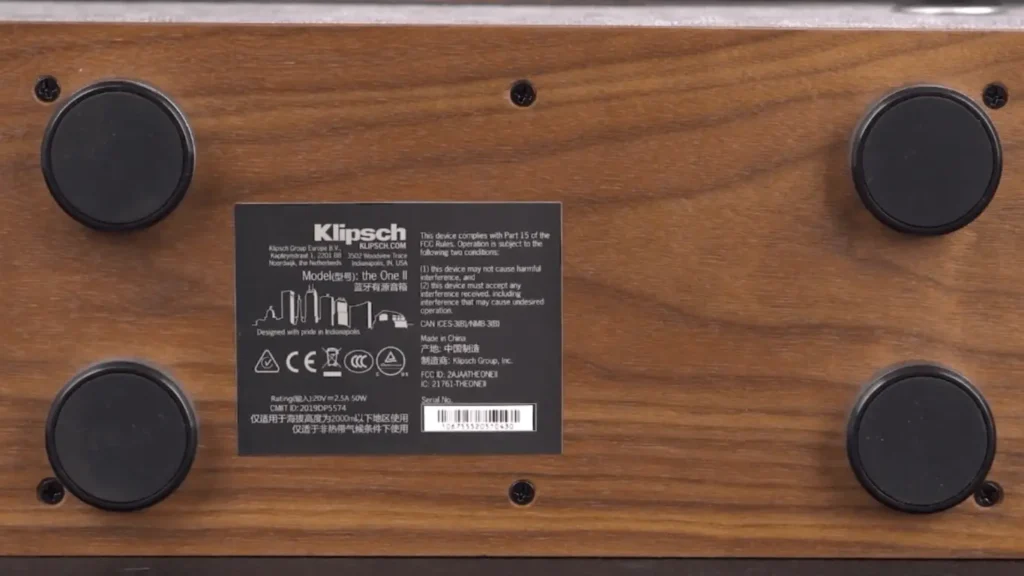 A Closer Look of base of the Klipsch the one plus showing feet