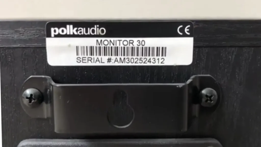 Polk Audio Monitor 30 Back side view with bar code