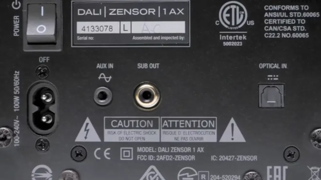 DALI Zensor 1 AX Closer Look back panel in my DALI Zensor 1 AX Review