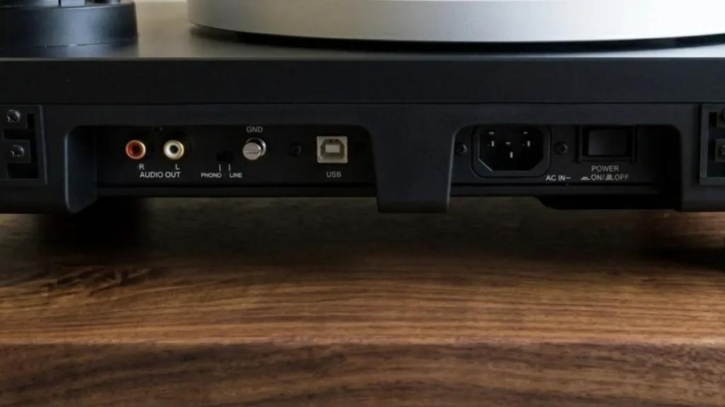 A Closer Look of back panel input terminals of Audio-Technica-AT-LP5