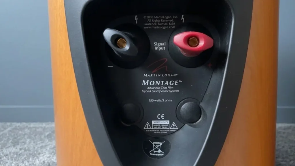Closer Look of MartinLogan Montage speaker terminals