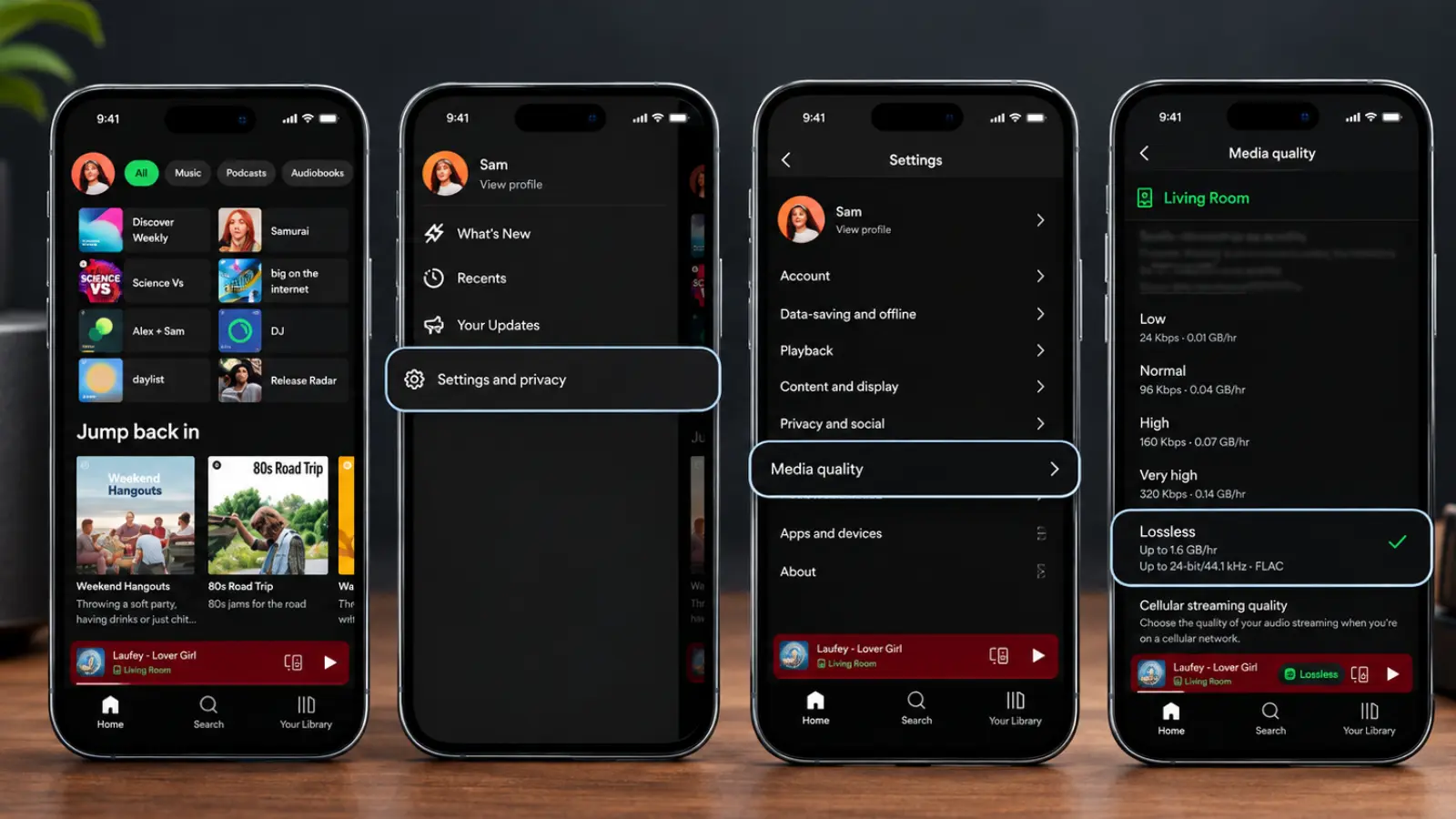 how to enable Spotify Lossless